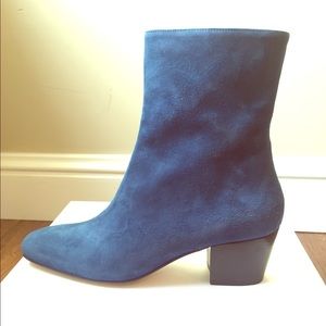 Blue suede boots. Unworn, only tried on.
